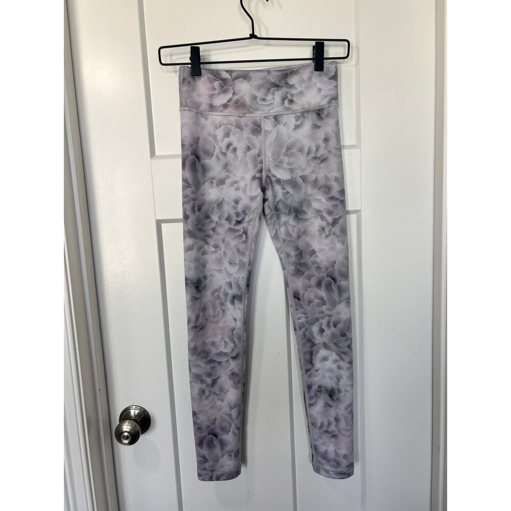 Athleta Girl High Rise Printed Chit Chat Leggings Workout Gray Lavender ‎ L/12
